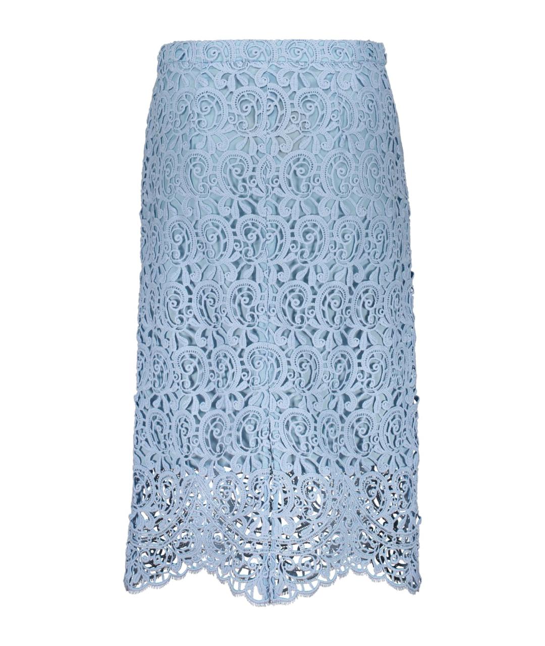 BURBERRY Голубая хлопковая юбка миди, фото 1