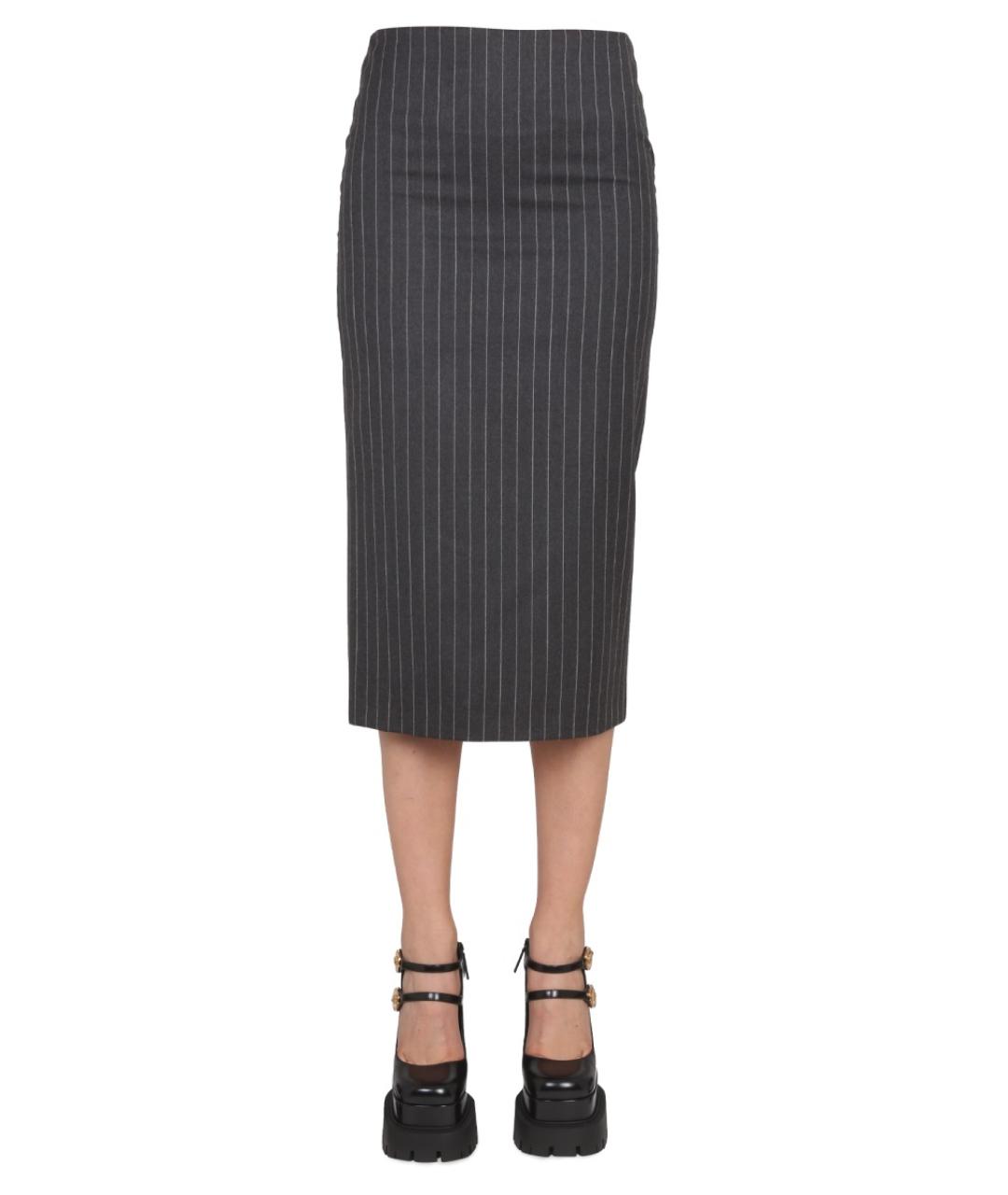 VERSACE Серая шерстяная юбка миди, фото 5