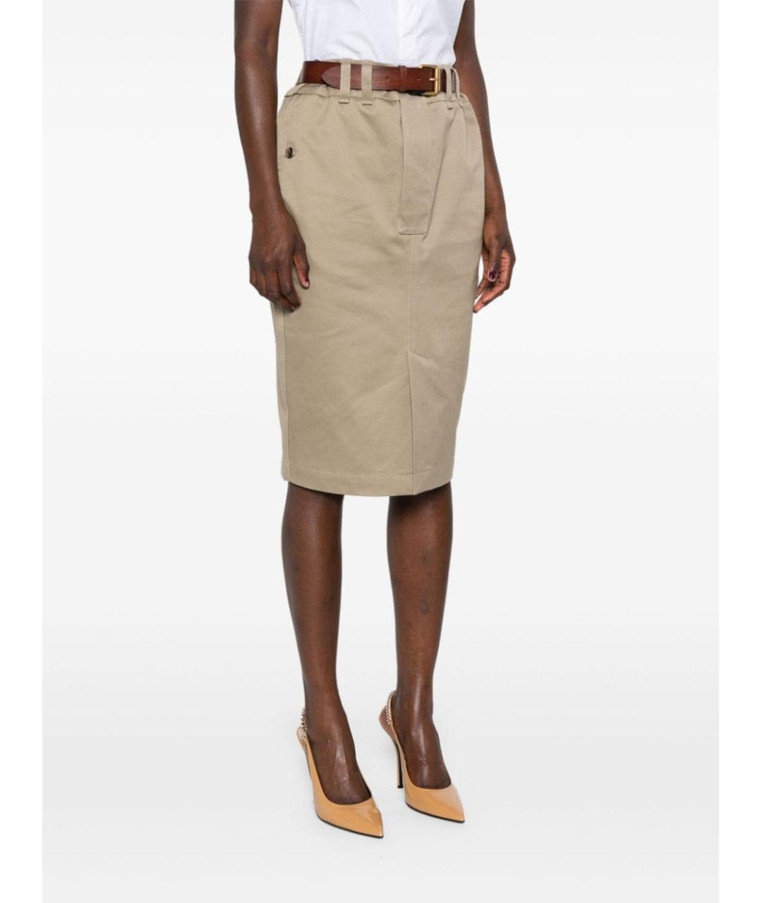 SAINT LAURENT Бежевая хлопковая юбка миди, фото 3