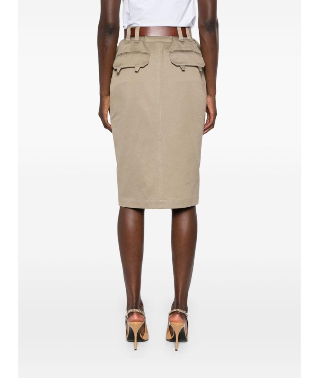 SAINT LAURENT Бежевая хлопковая юбка миди, фото 4