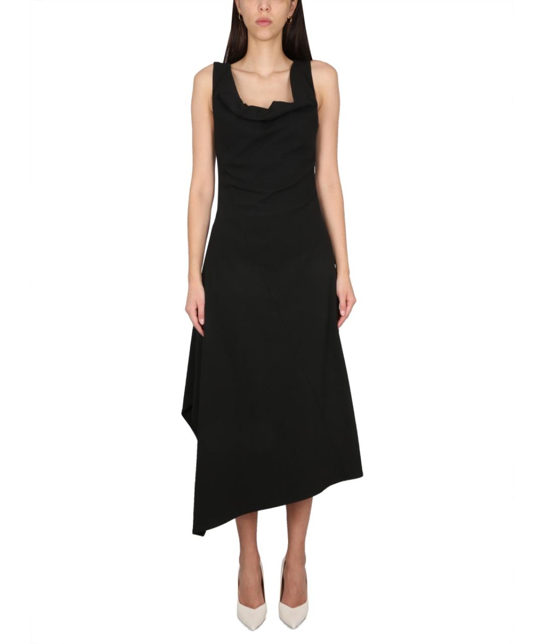 BOTTEGA VENETA Черное хлопковое повседневное платье, фото 2