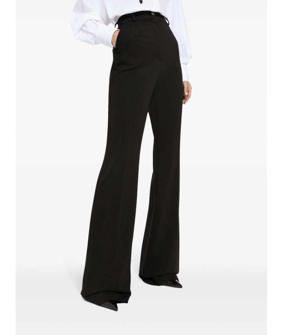 DOLCE&GABBANA Черные полиэстеровые прямые брюки, фото 4
