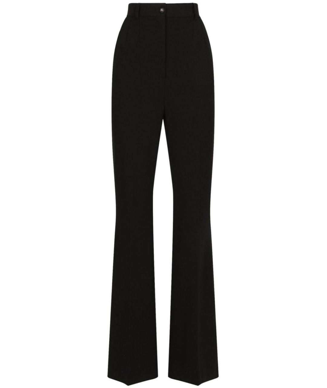 DOLCE&GABBANA Черные полиэстеровые прямые брюки, фото 1