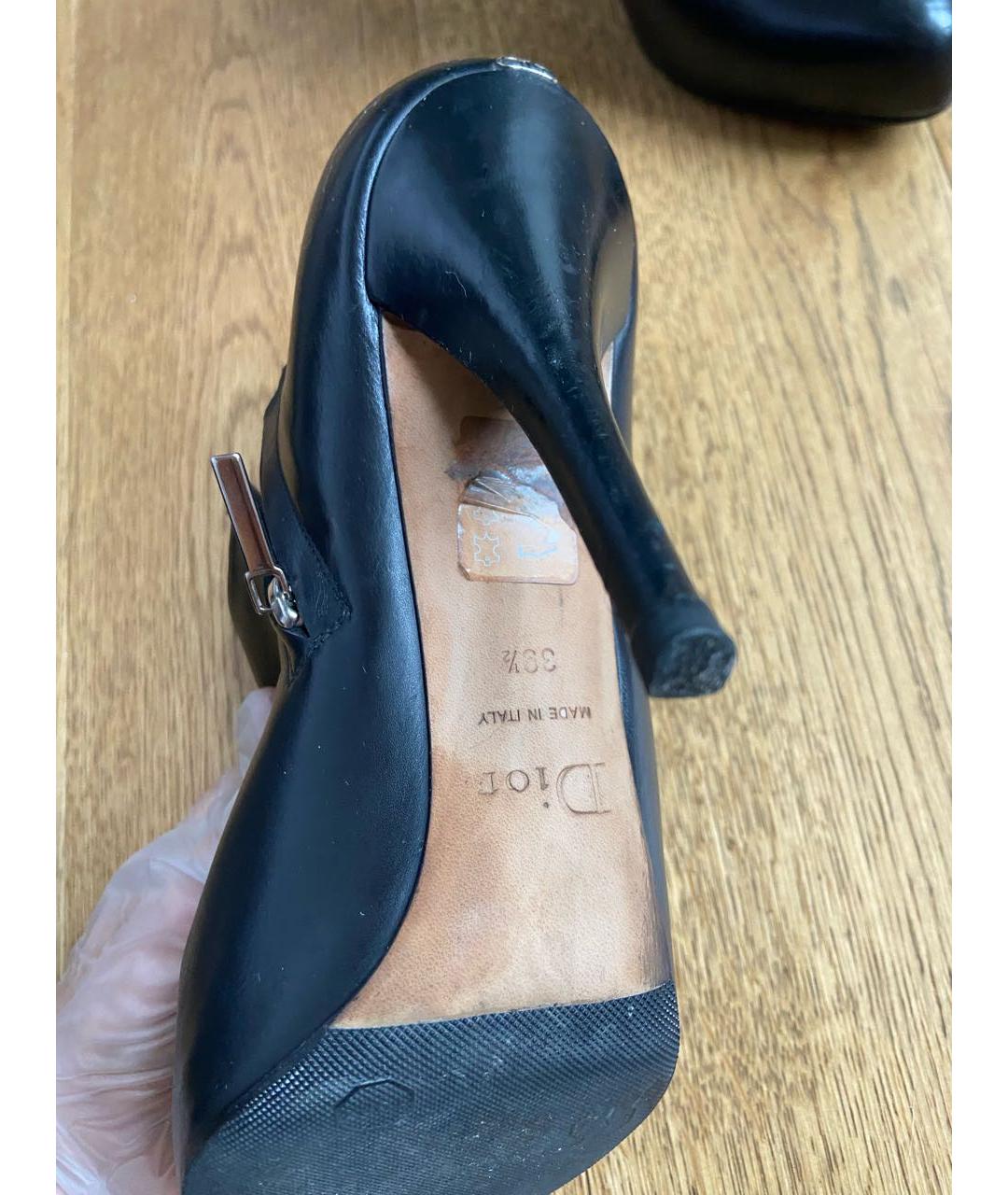 CHRISTIAN DIOR Черные кожаные ботильоны, фото 6