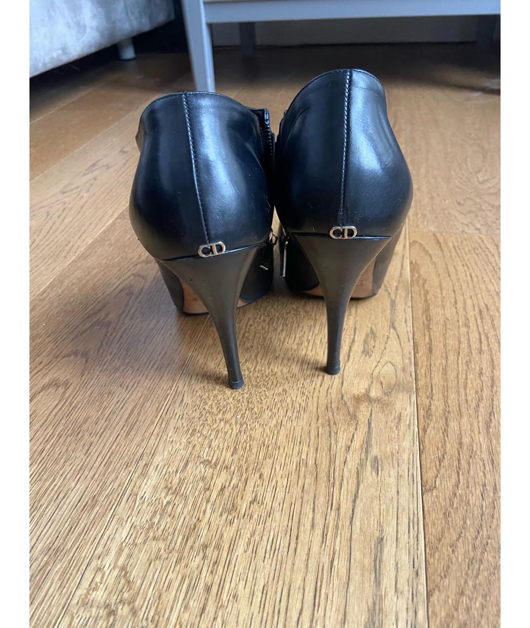 CHRISTIAN DIOR Черные кожаные ботильоны, фото 4