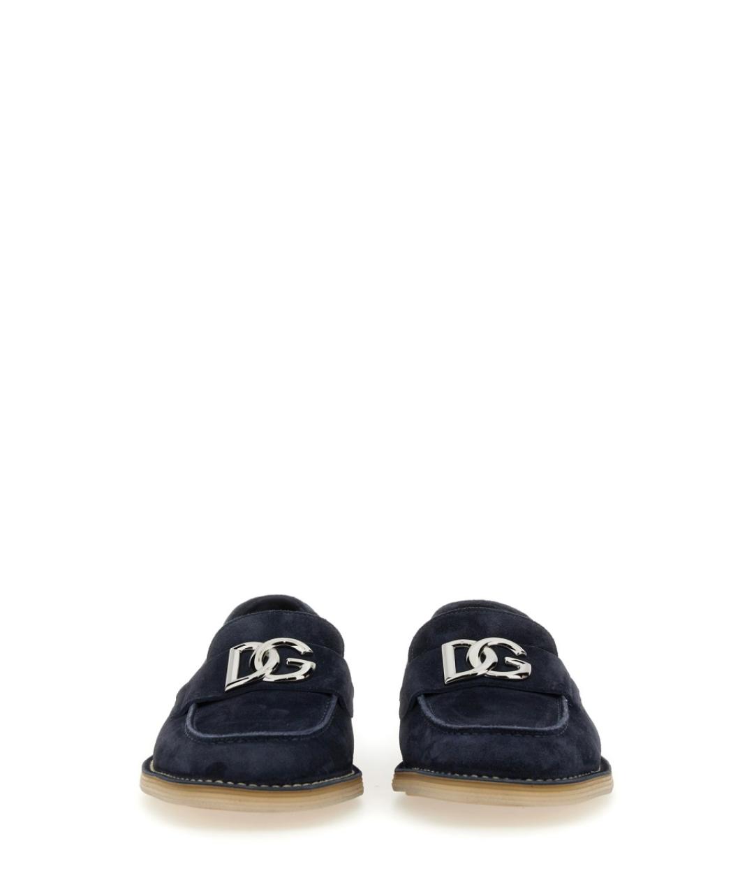 DOLCE&GABBANA Синие замшевые лоферы, фото 4