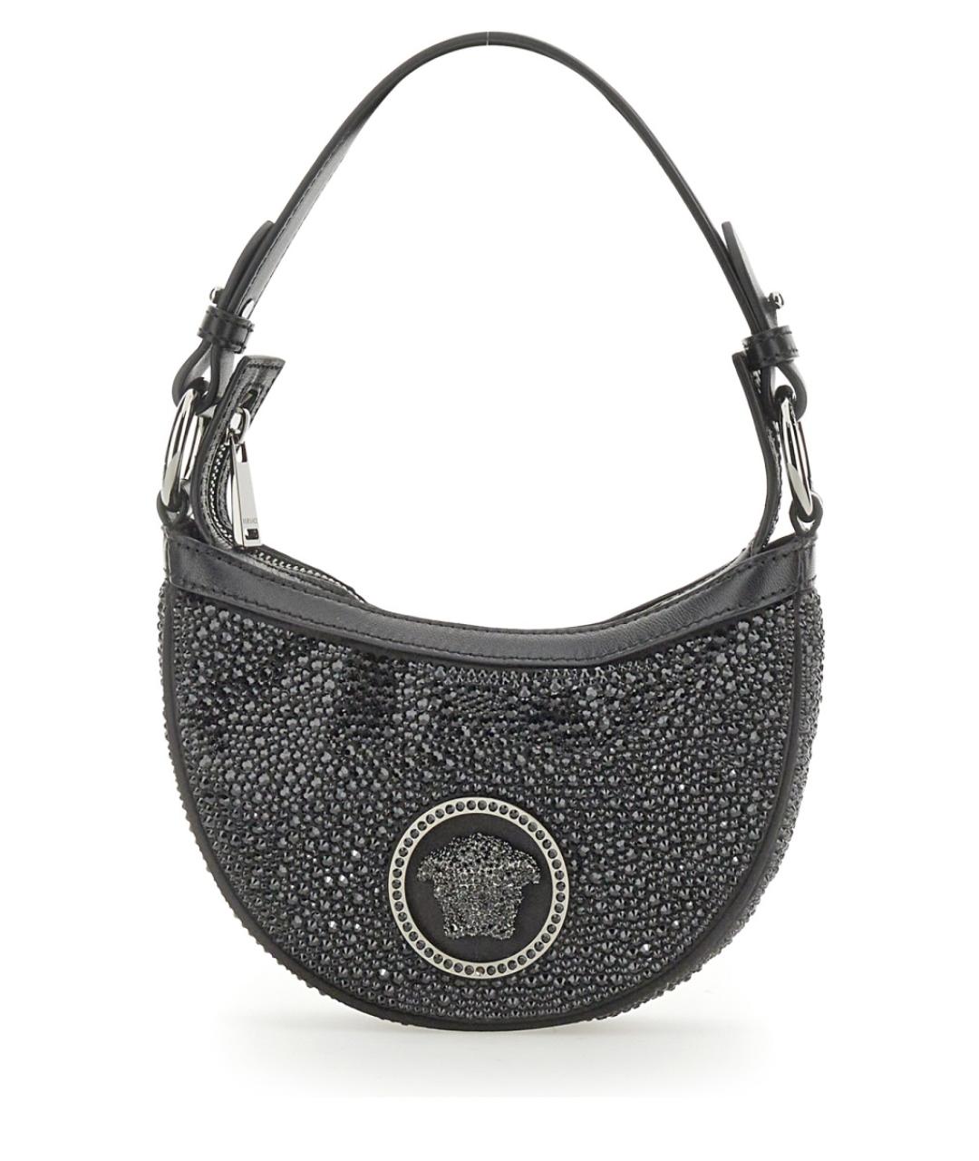 VERSACE Антрацитовая кожаная сумка через плечо, фото 1