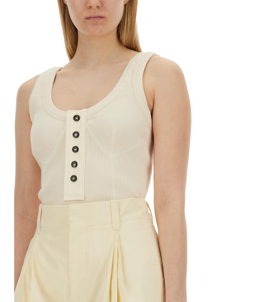 BOTTEGA VENETA Бежевая хлопковая майка, фото 4