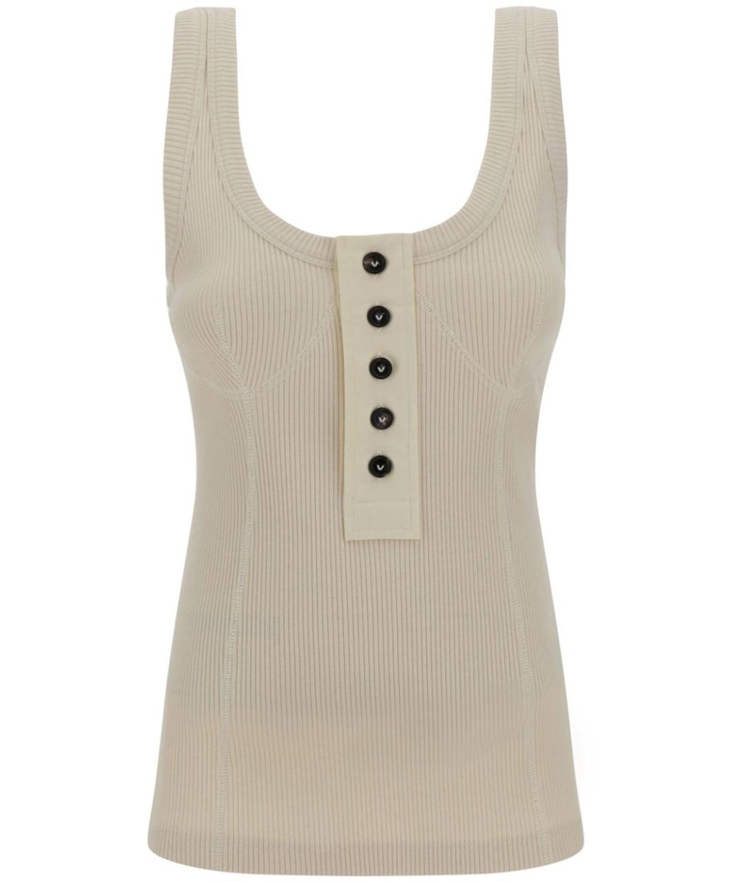 BOTTEGA VENETA Бежевая хлопковая майка, фото 1