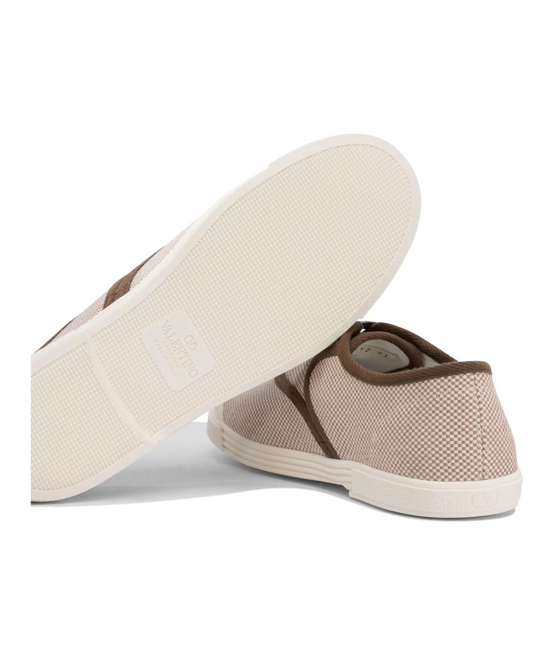 VALENTINO Бежевые текстильные низкие кроссовки / кеды, фото 5