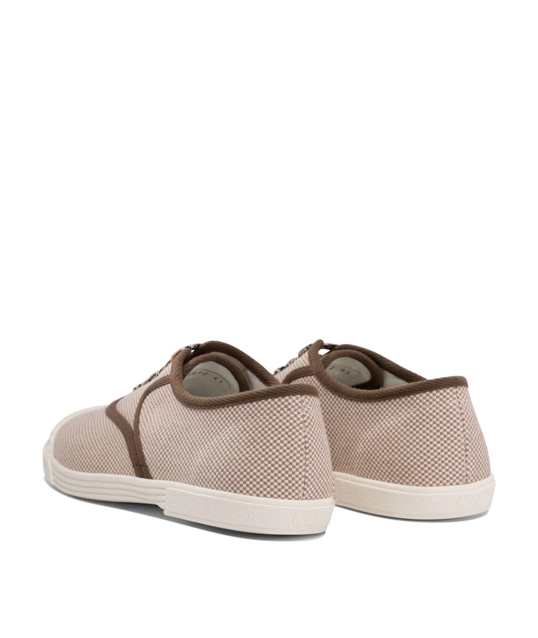 VALENTINO Бежевые текстильные низкие кроссовки / кеды, фото 4