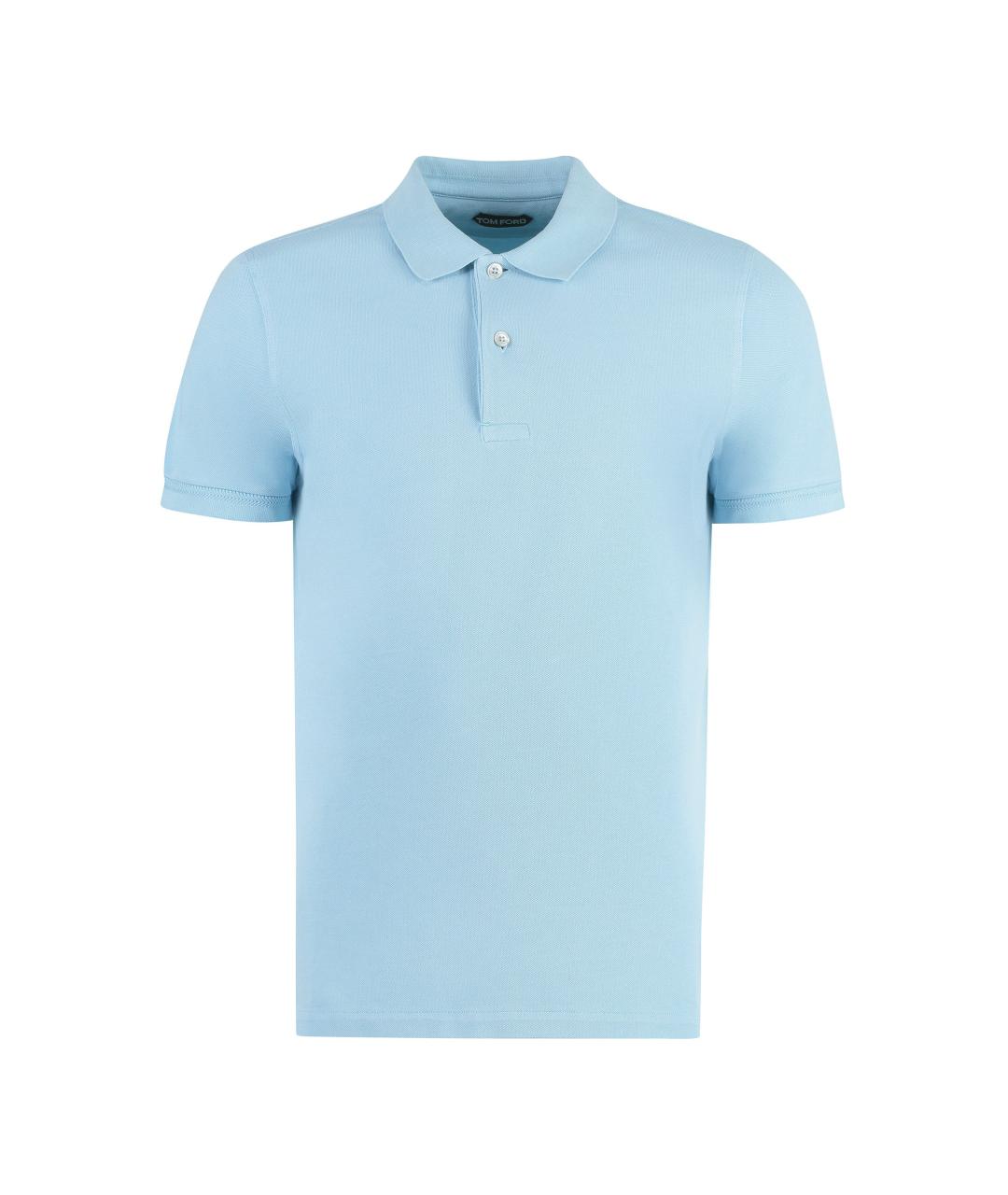 TOM FORD Голубое хлопковое поло с коротким рукавом, фото 1