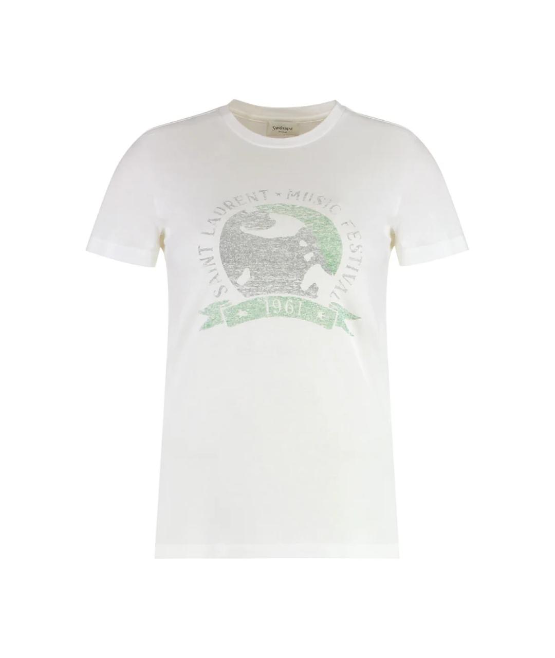 SAINT LAURENT Белая хлопковая футболка, фото 1