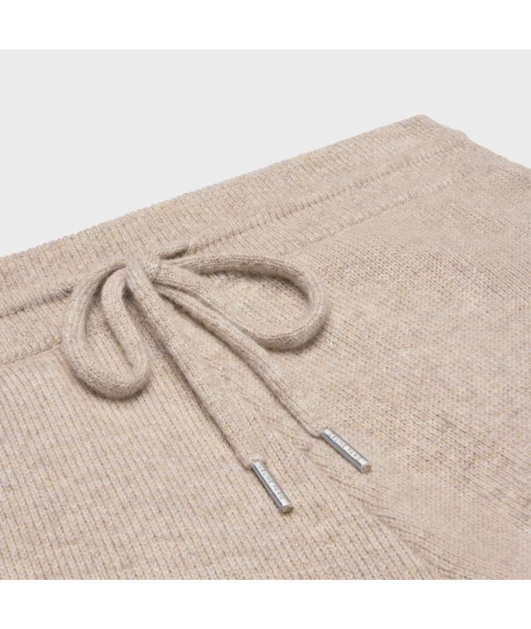 CELINE Бежевые кашемировые прямые брюки, фото 3