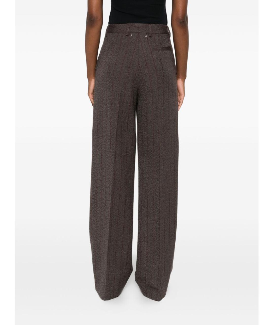 GOLDEN GOOSE DELUXE BRAND Коричневые шерстяные прямые брюки, фото 4
