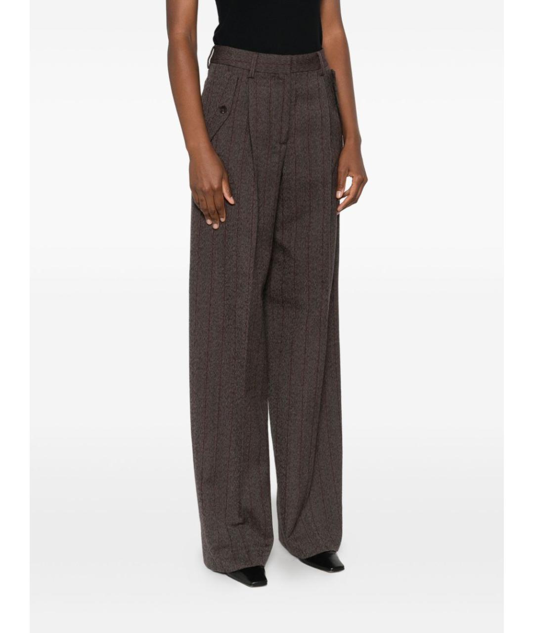 GOLDEN GOOSE DELUXE BRAND Коричневые шерстяные прямые брюки, фото 2