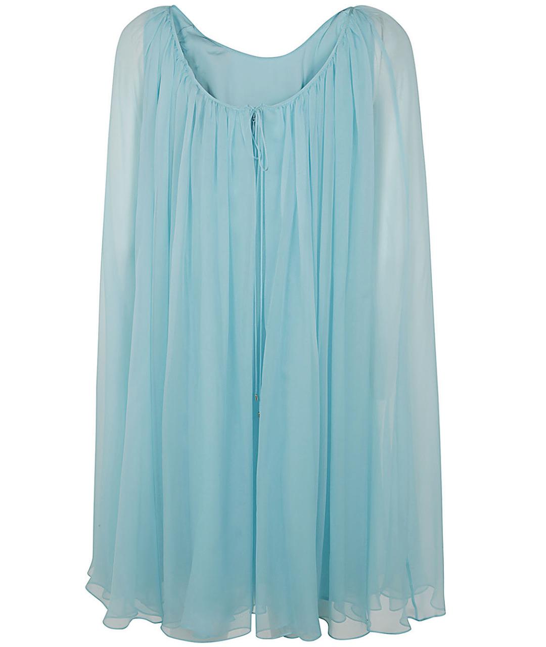 MAX MARA Голубое шелковое коктейльное платье, фото 2