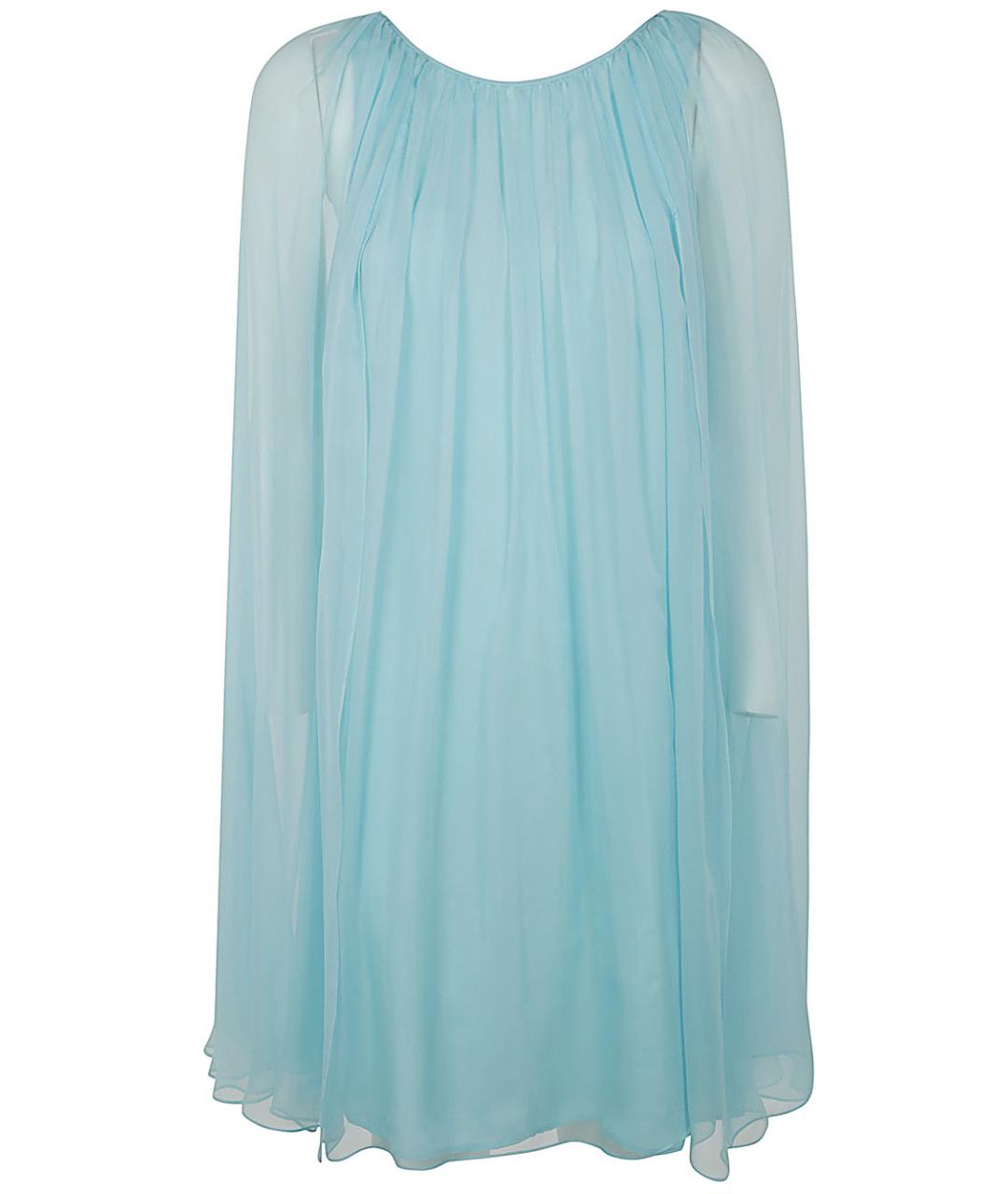 MAX MARA Голубое шелковое коктейльное платье, фото 1