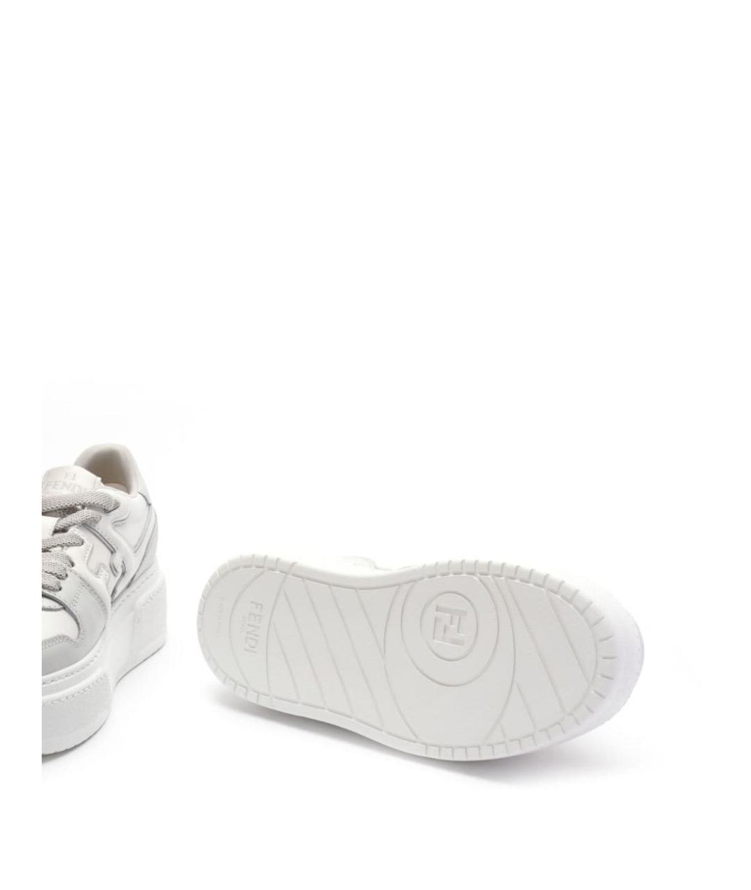 FENDI Белые кожаные кроссовки, фото 3