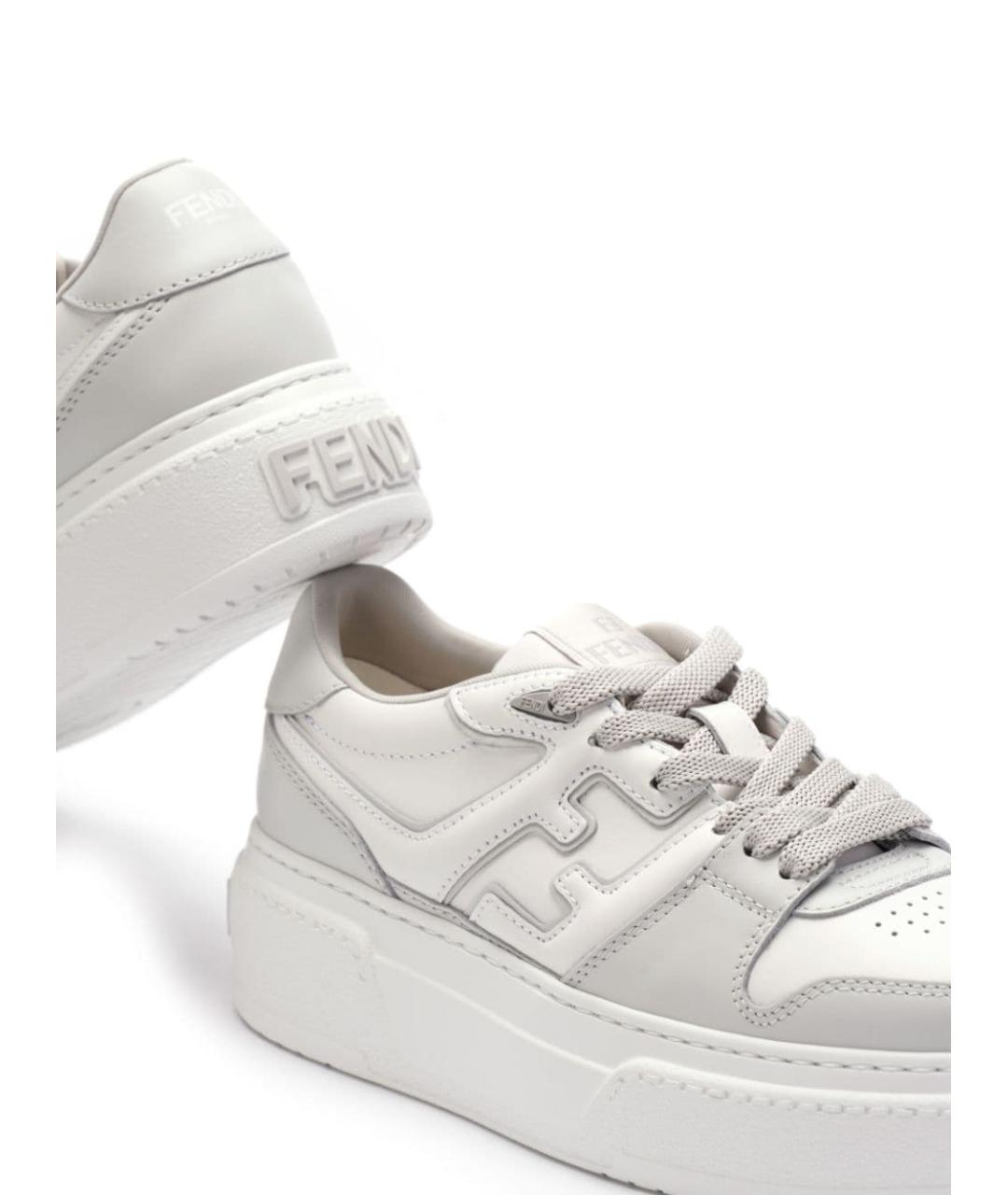 FENDI Белые кожаные кроссовки, фото 5