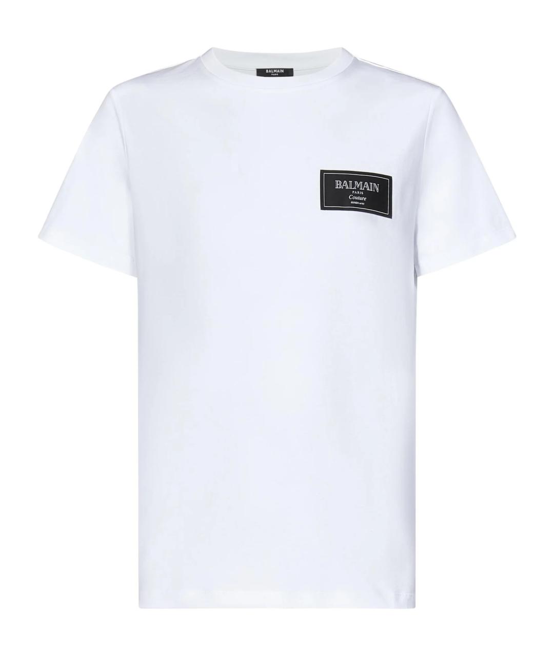 BALMAIN Белая хлопковая футболка, фото 1