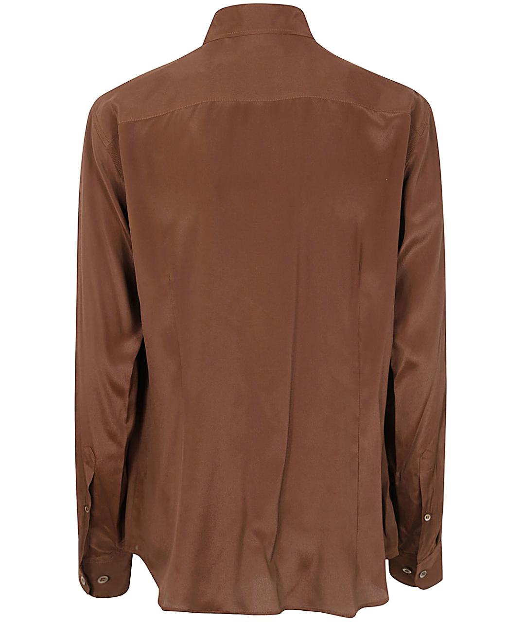 DRIES VAN NOTEN Коричневая шелковая рубашка, фото 2