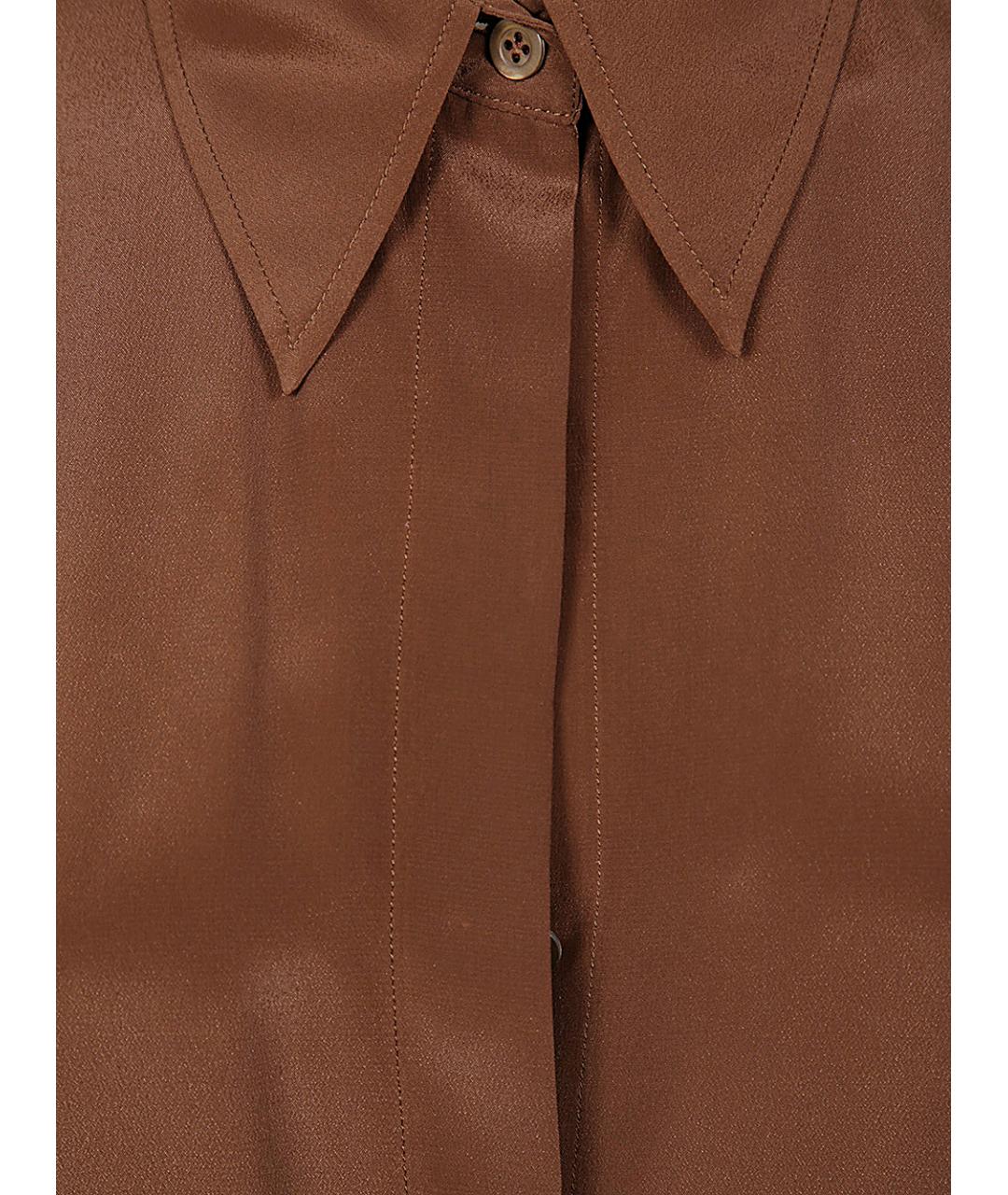 DRIES VAN NOTEN Коричневая шелковая рубашка, фото 3