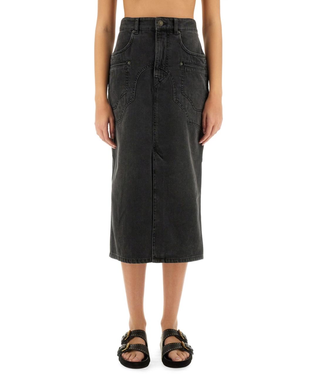 ISABEL MARANT Черная хлопковая юбка миди, фото 5