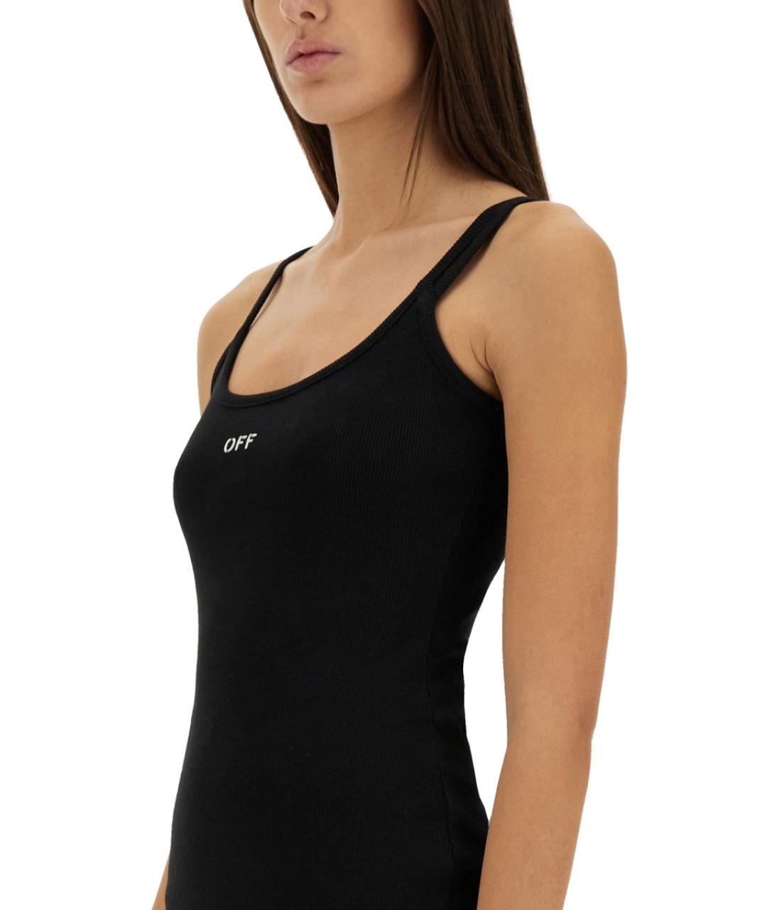 OFF-WHITE Черное хлопковое повседневное платье, фото 5