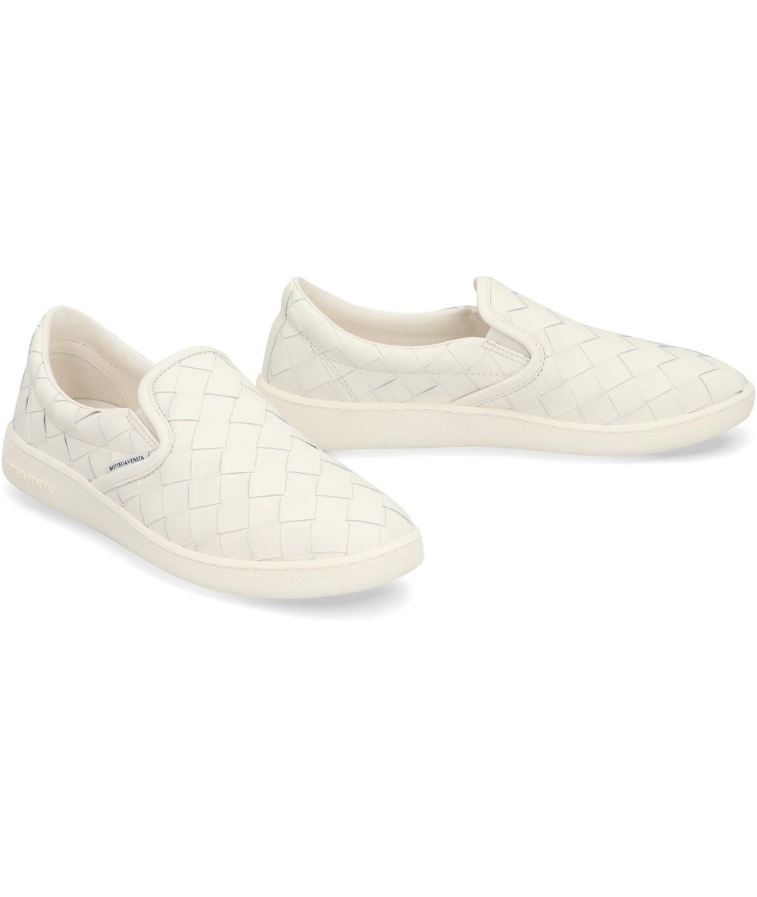 BOTTEGA VENETA Белые кожаные слипоны, фото 2