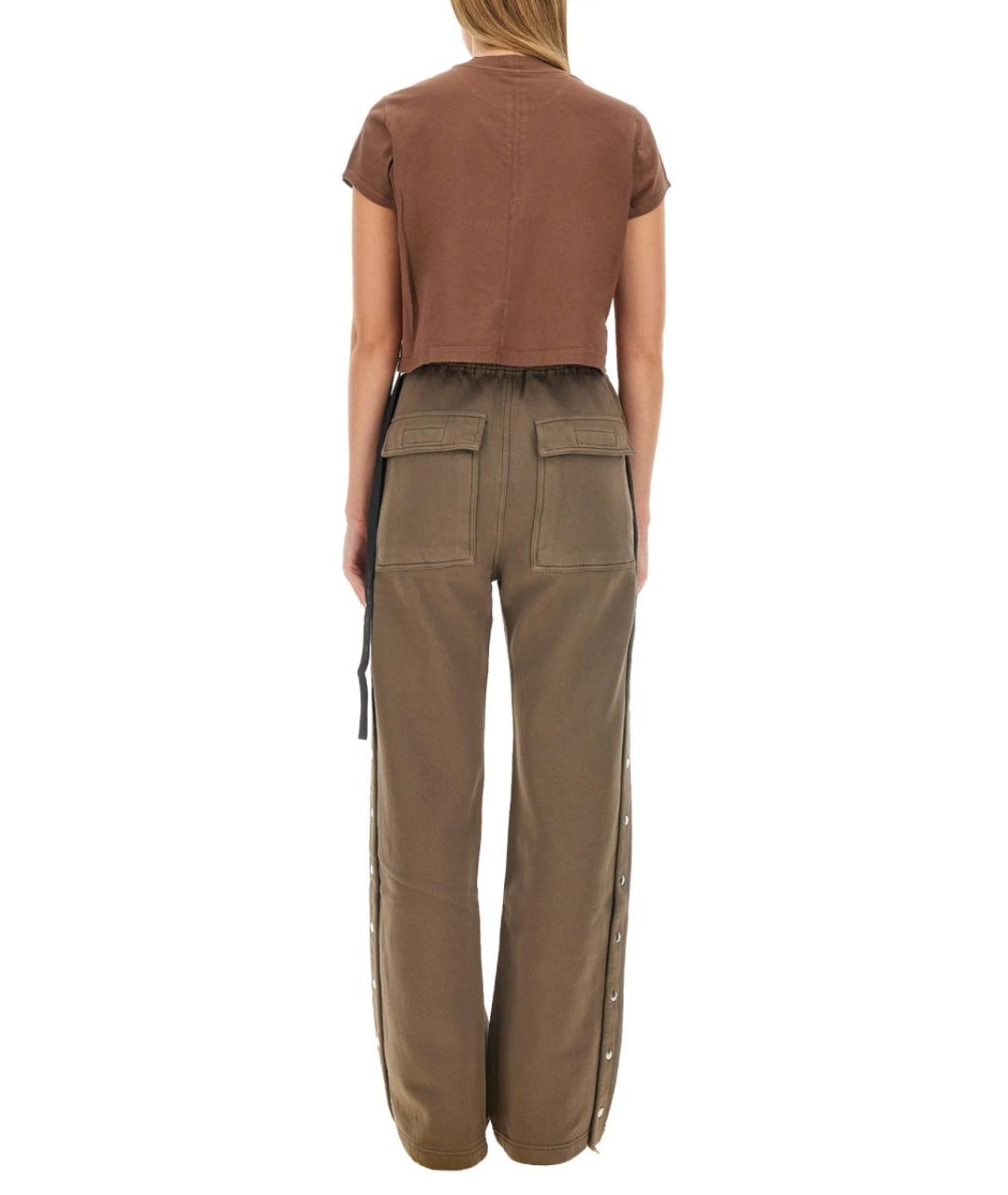 RICK OWENS DRKSHDW Коричневая хлопковая футболка, фото 4