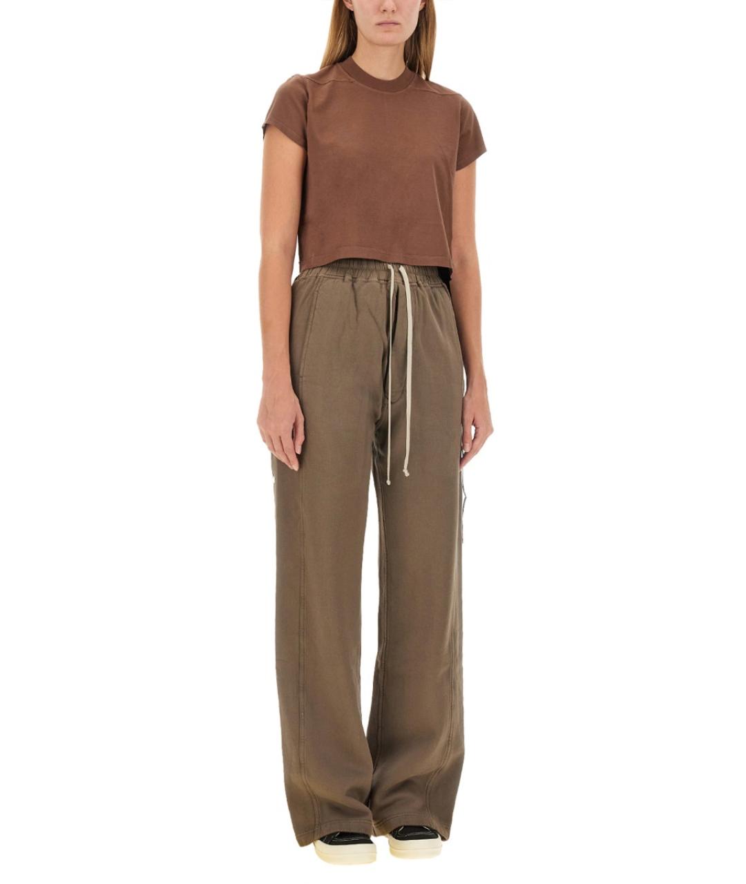 RICK OWENS DRKSHDW Коричневая хлопковая футболка, фото 3