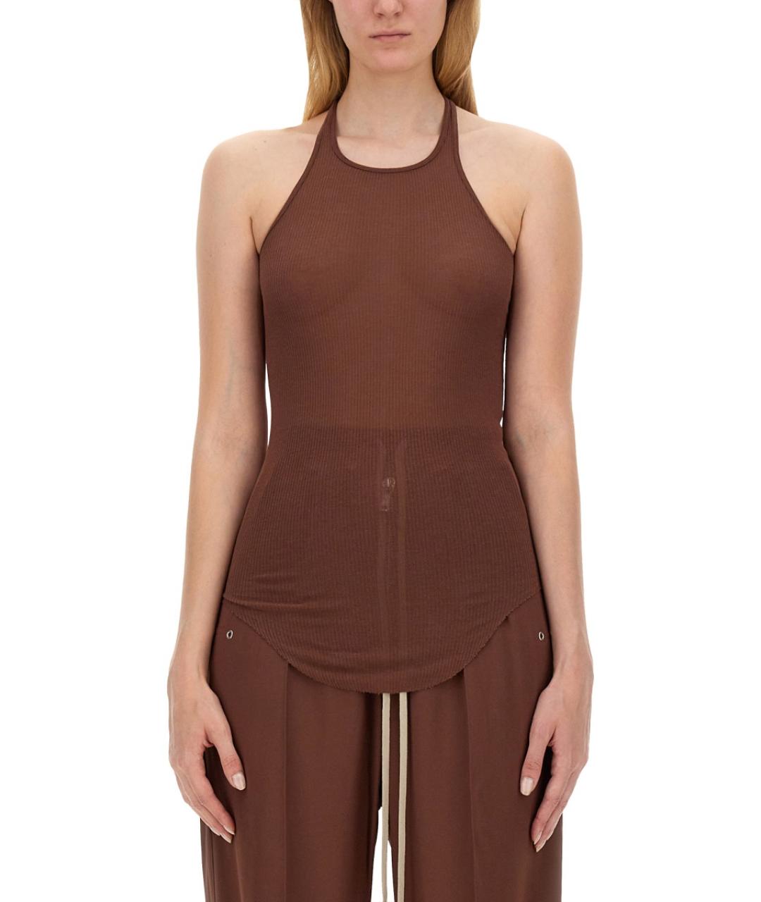 RICK OWENS Коричневая вискозная майка, фото 2