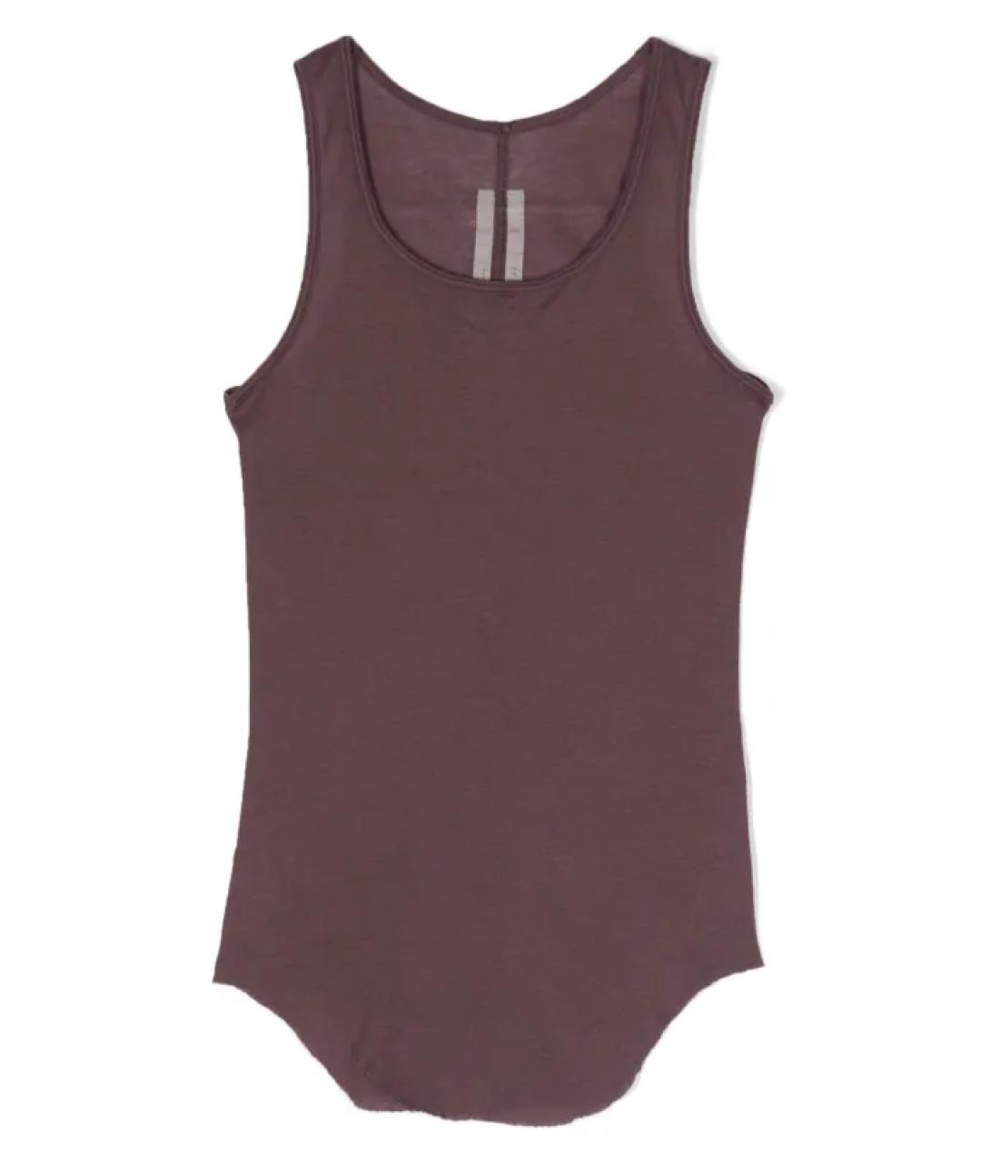 RICK OWENS Коричневая вискозная майка, фото 1