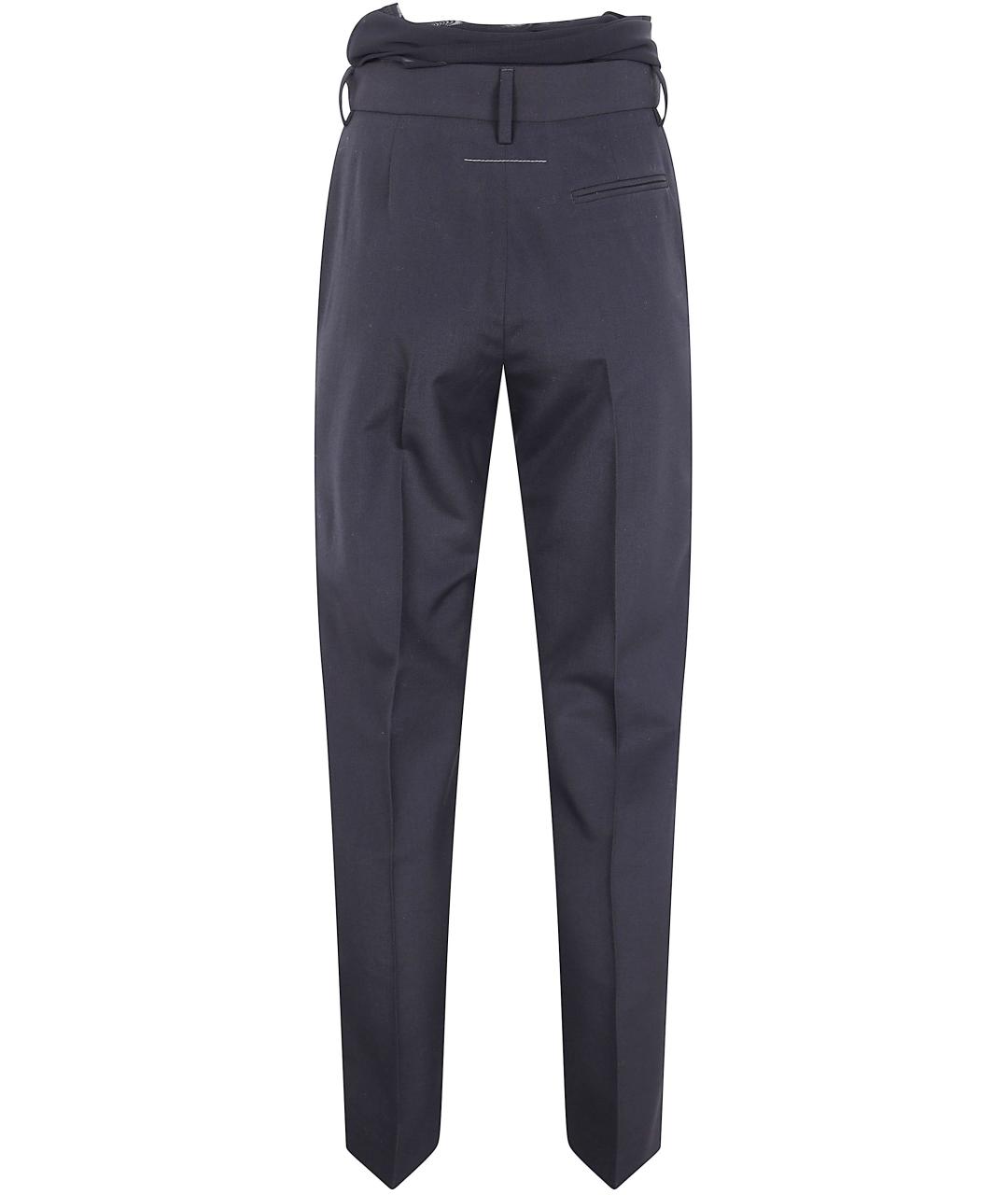 MM6 MAISON MARGIELA Черные полиэстеровые прямые брюки, фото 2