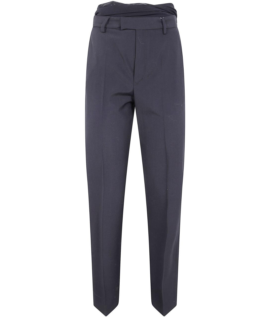 MM6 MAISON MARGIELA Черные полиэстеровые прямые брюки, фото 1