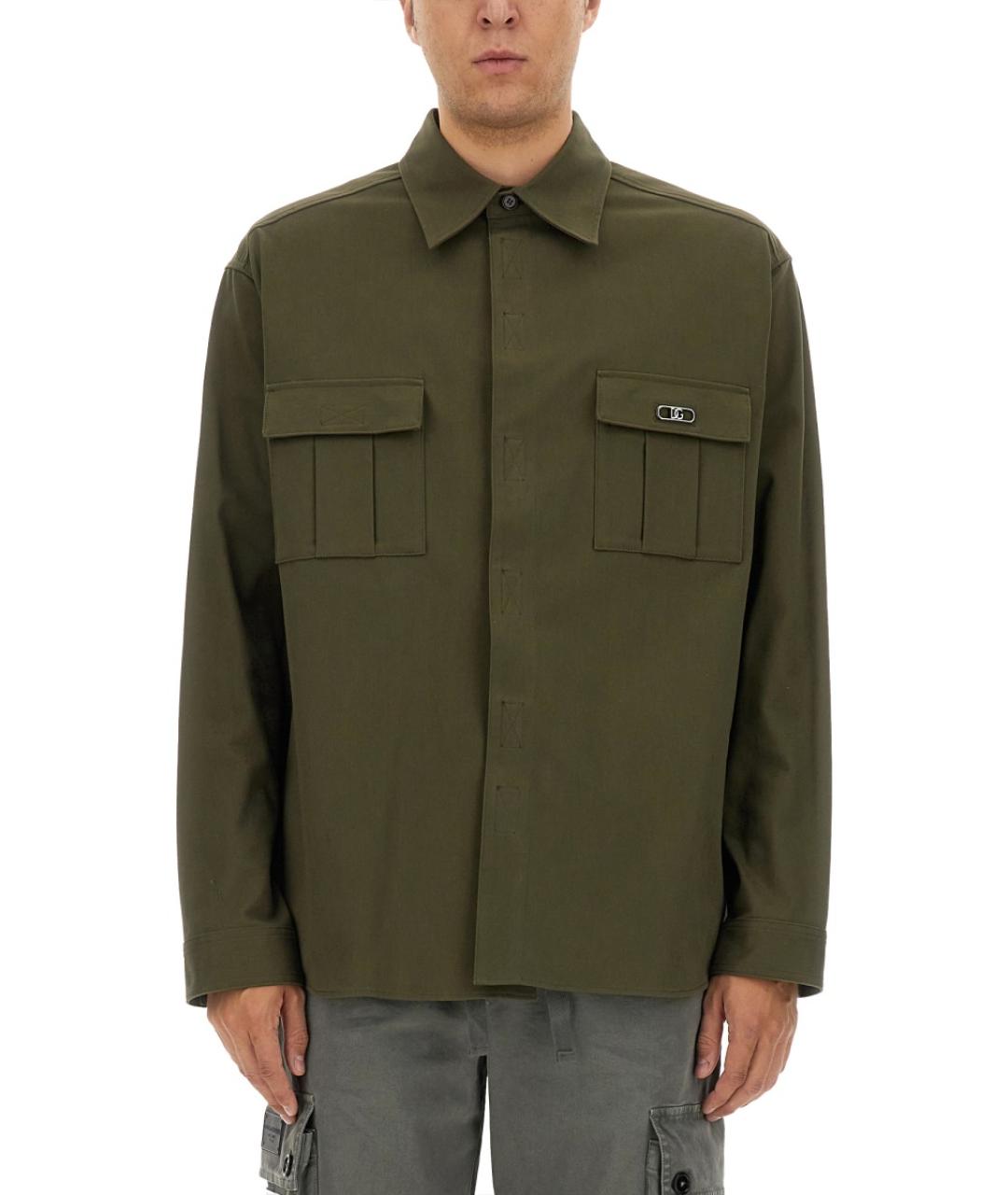 DOLCE&GABBANA Зеленая хлопковая кэжуал рубашка, фото 2