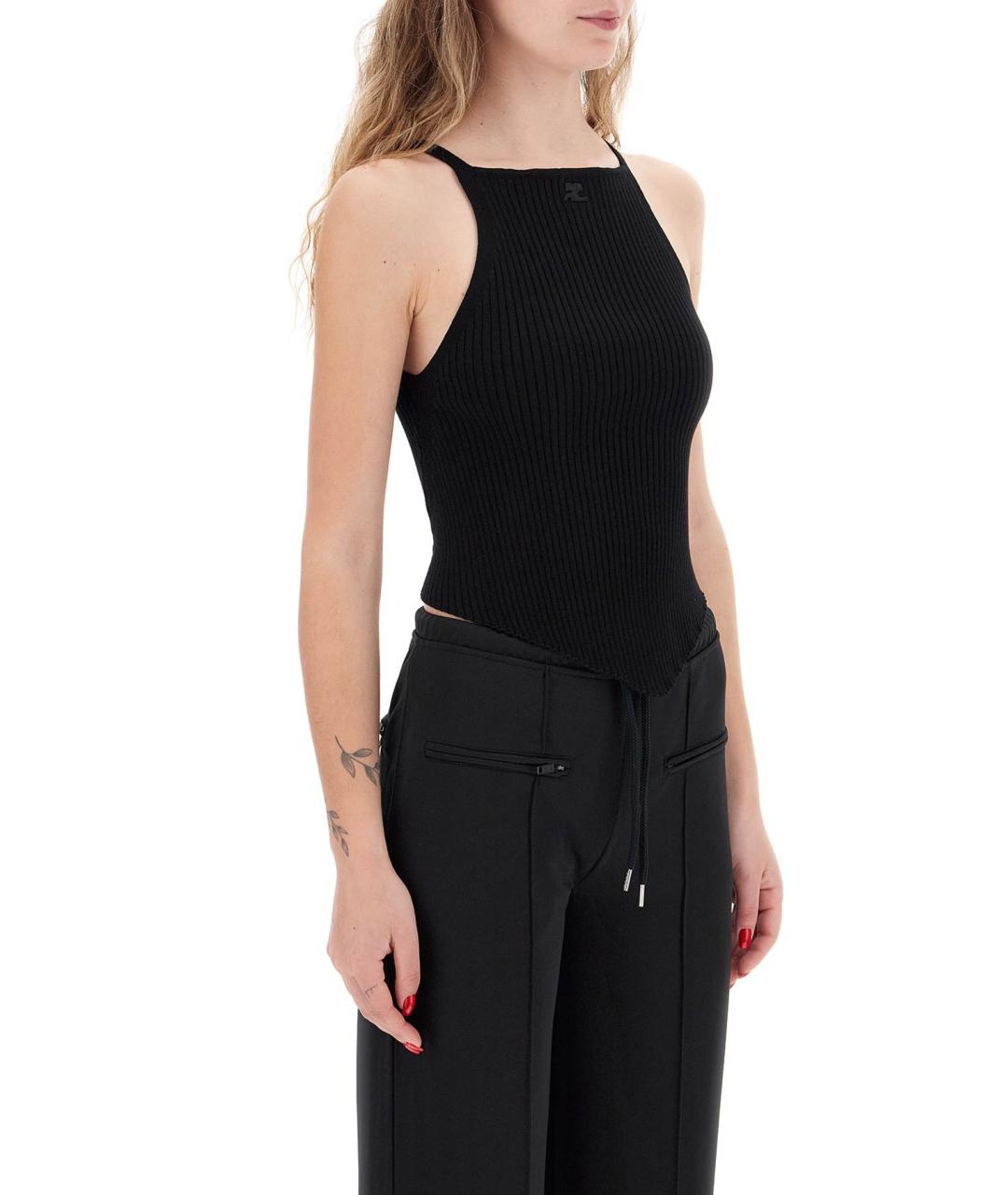 COURREGES Черная хлопковая майка, фото 2