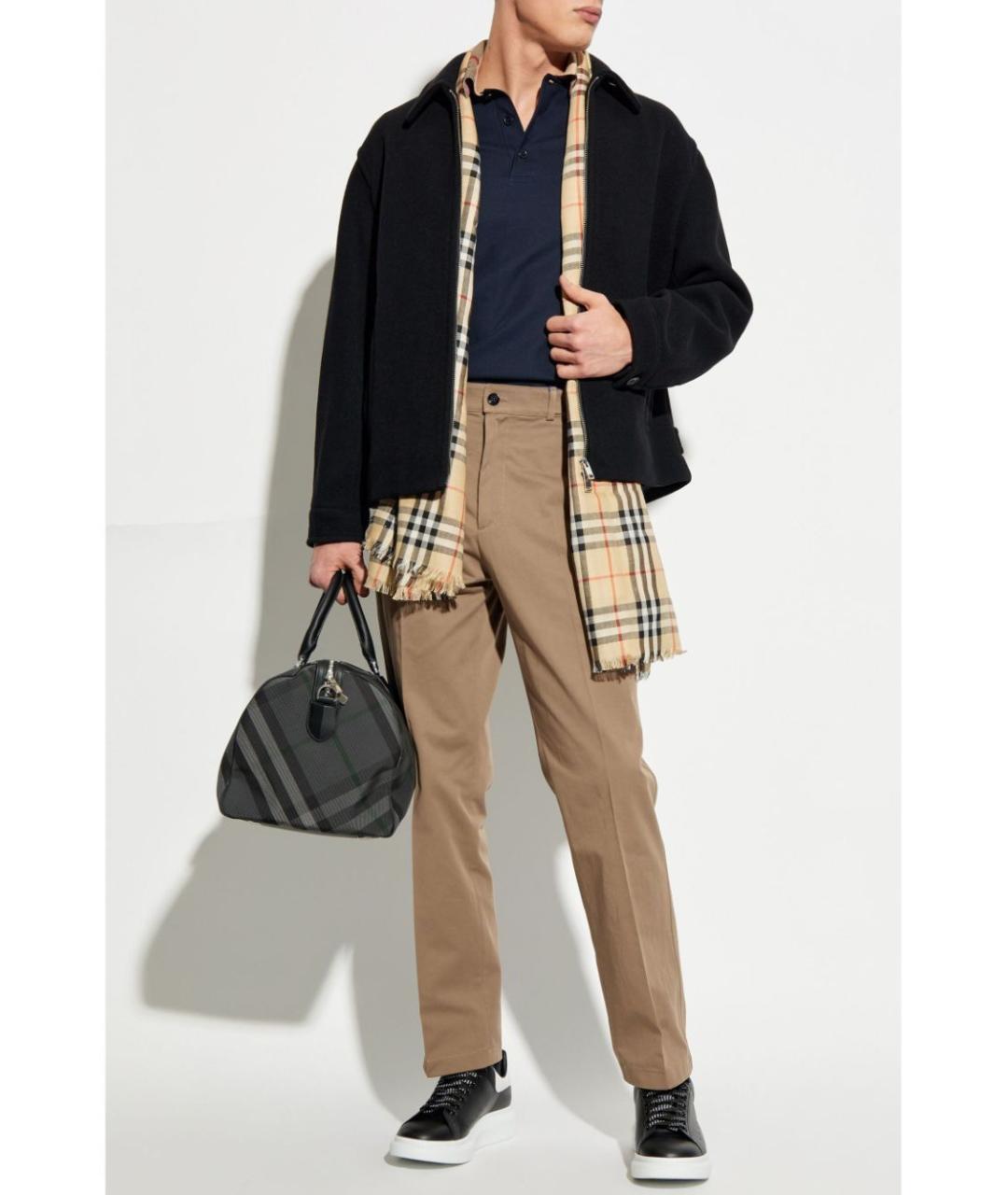 BURBERRY Бежевые хлопковые повседневные брюки, фото 2