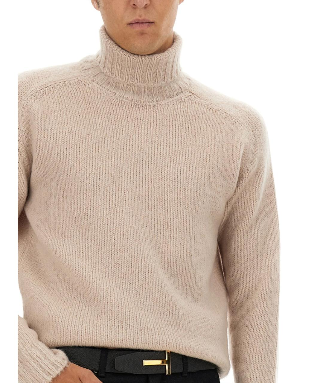 TOM FORD Бежевый шерстяной джемпер / свитер, фото 4