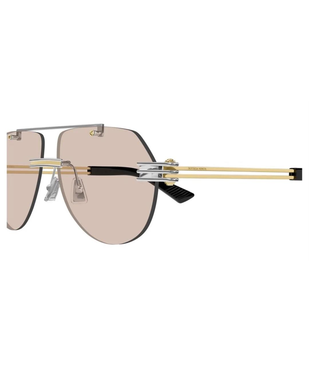 BOTTEGA VENETA Золотые металлические солнцезащитные очки, фото 3