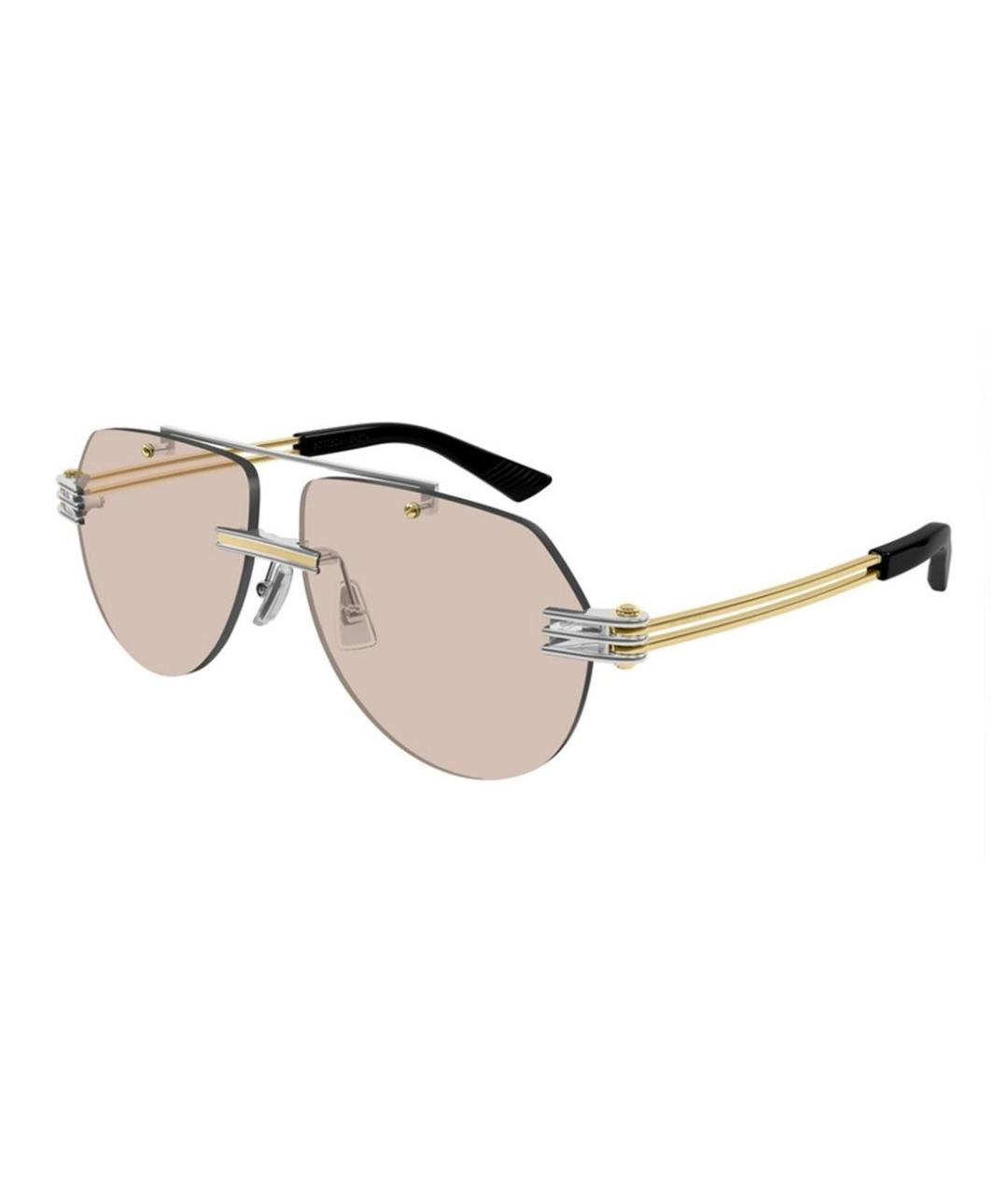 BOTTEGA VENETA Золотые металлические солнцезащитные очки, фото 1