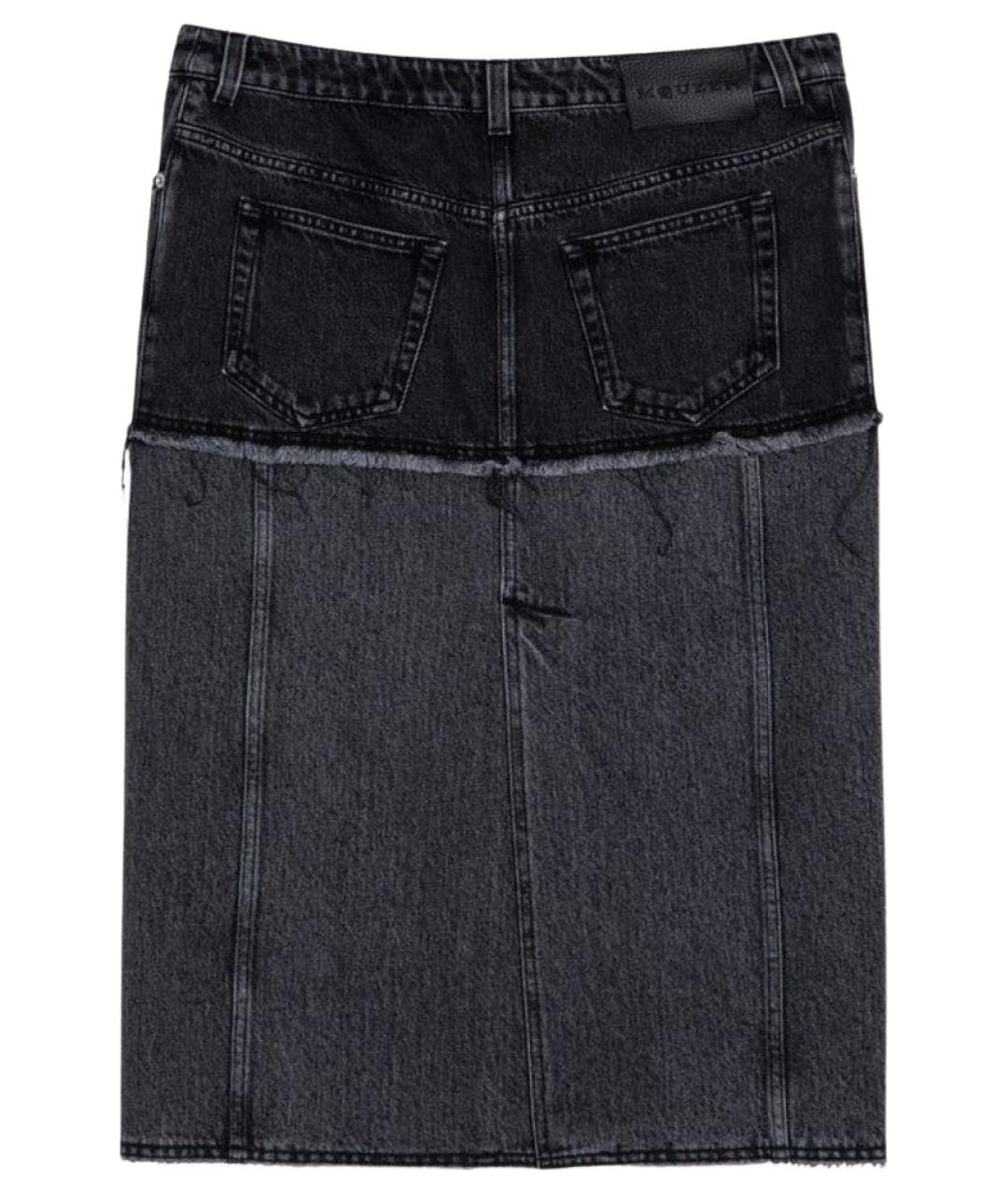 ALEXANDER MCQUEEN Черная деним юбка миди, фото 2