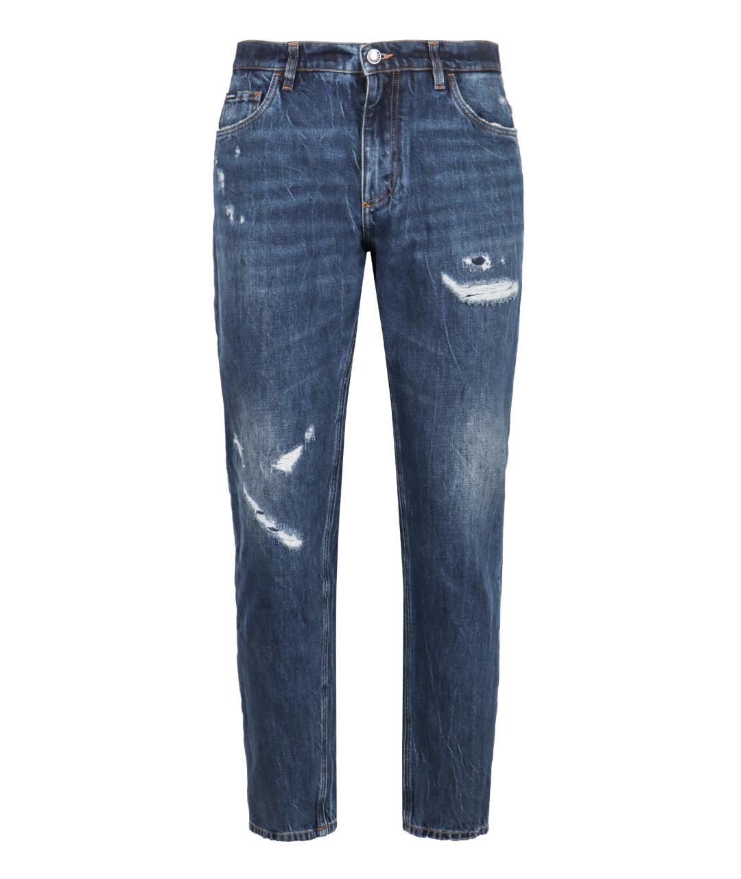 DOLCE&GABBANA Синие хлопковые джинсы скинни, фото 1