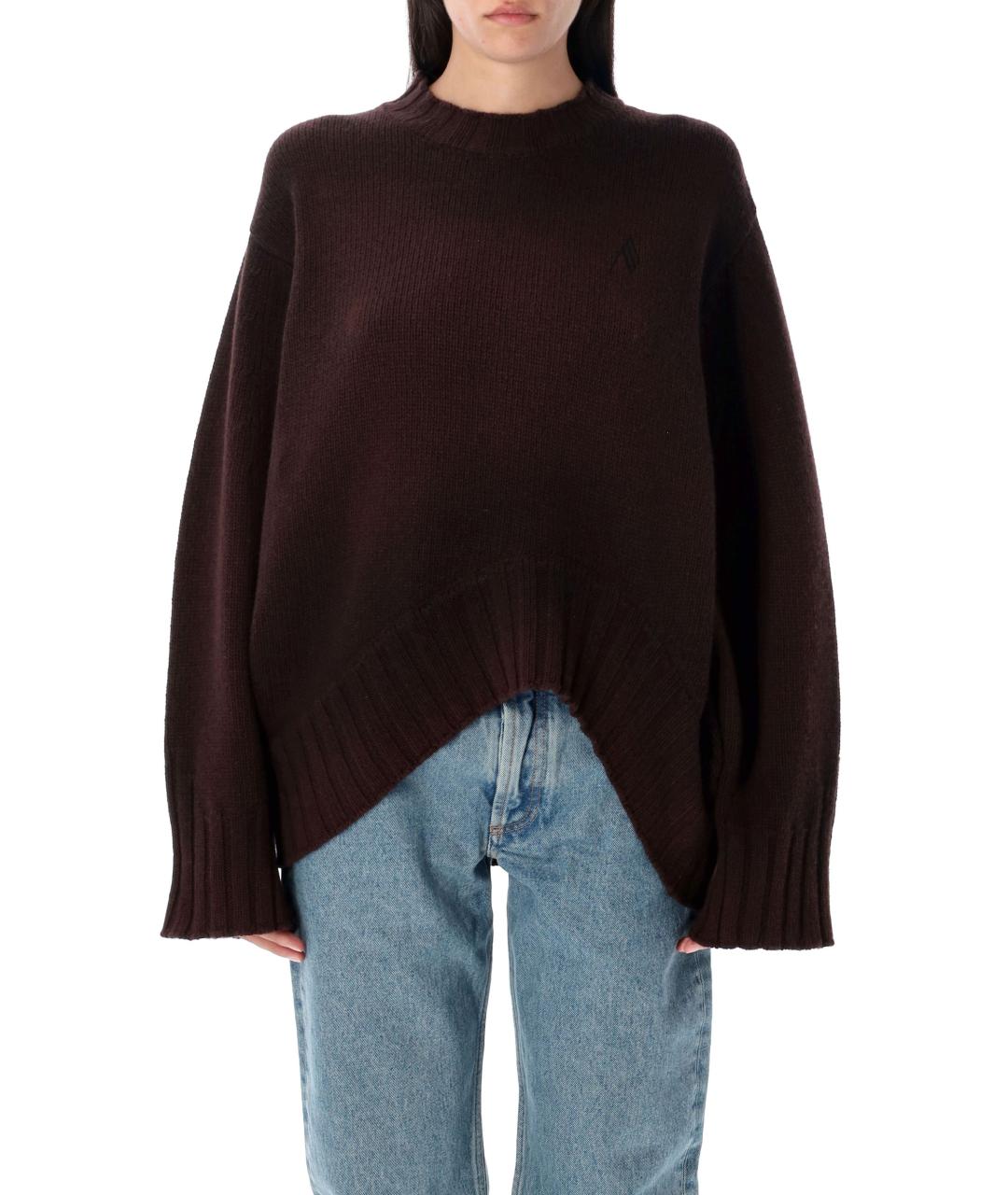 THE ATTICO Коричневый шерстяной джемпер / свитер, фото 2