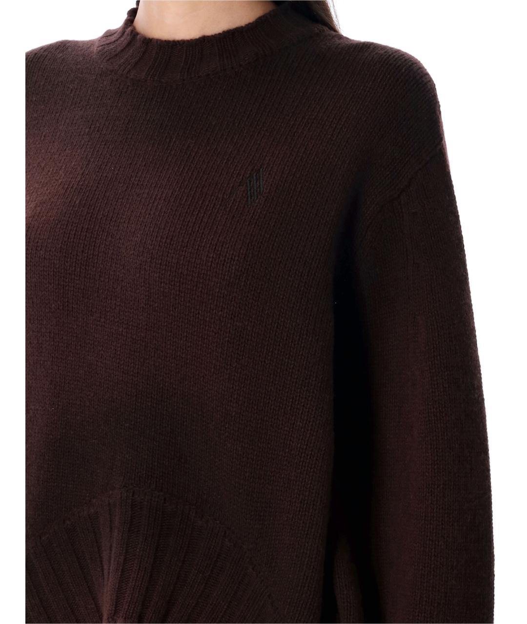 THE ATTICO Коричневый шерстяной джемпер / свитер, фото 4