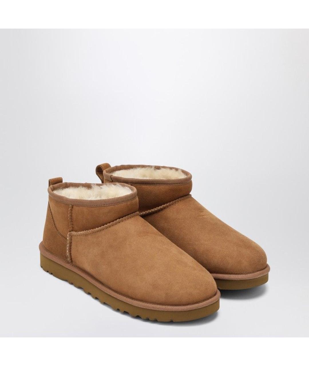 UGG AUSTRALIA Коричневые нубуковые низкие ботинки, фото 2