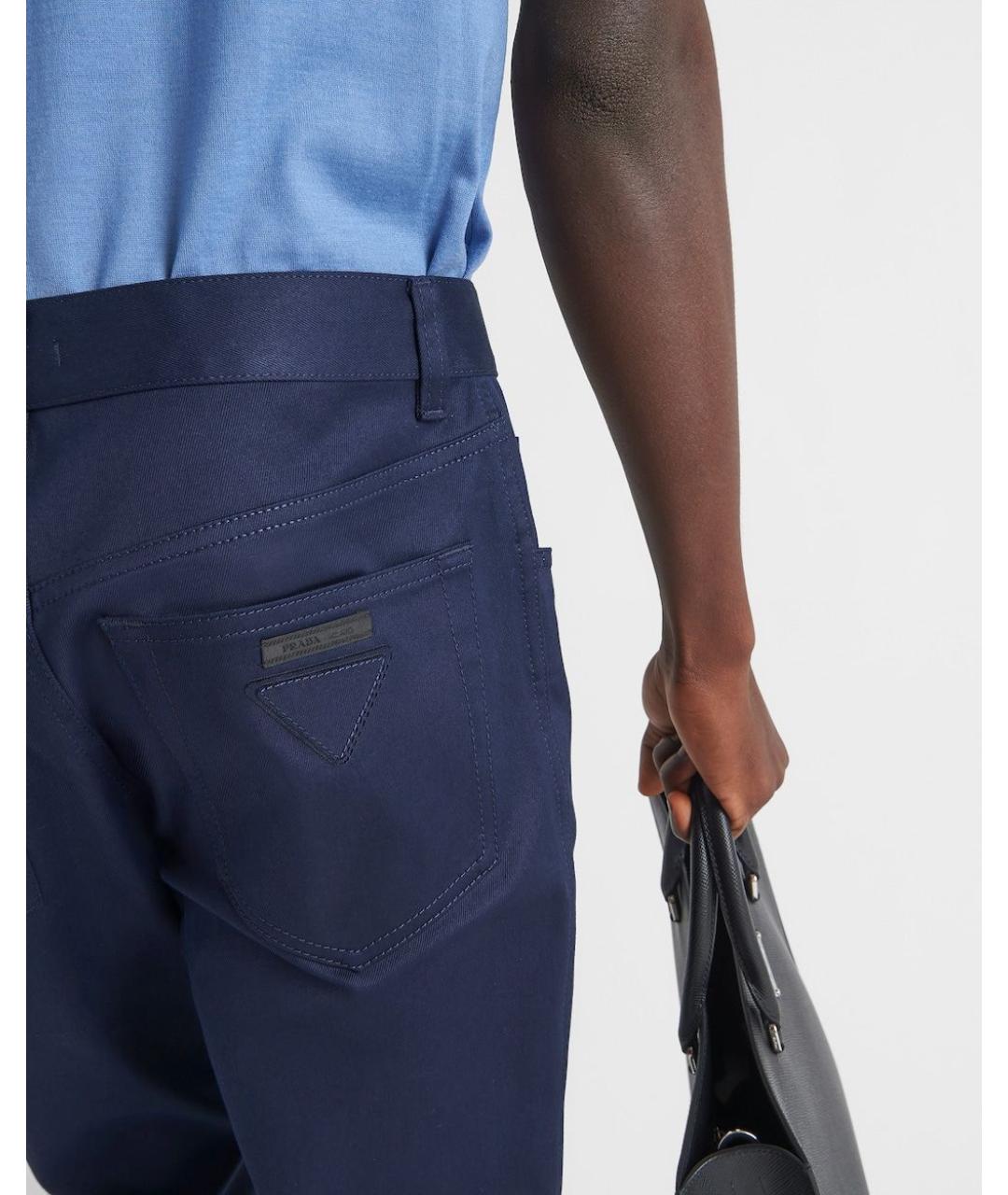 PRADA Синие хлопковые повседневные брюки, фото 4