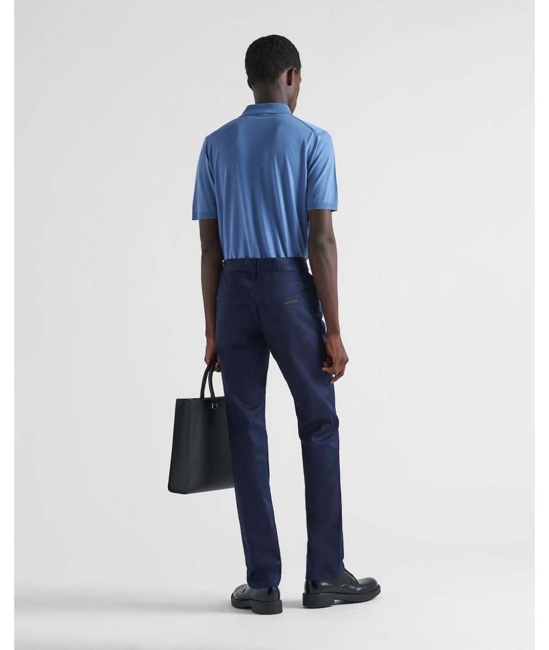 PRADA Синие хлопковые повседневные брюки, фото 5