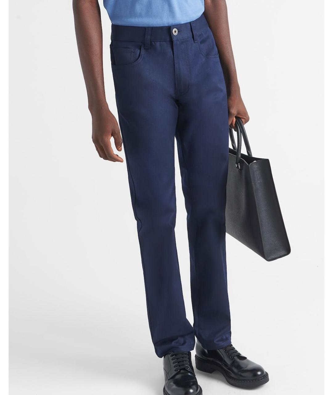 PRADA Синие хлопковые повседневные брюки, фото 3